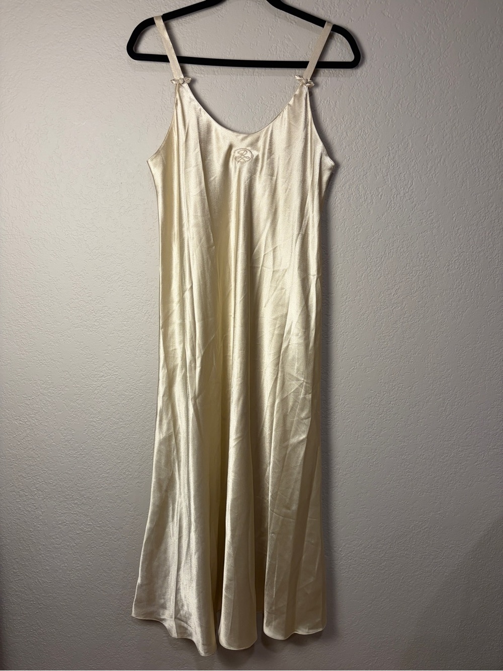 Vintage Oscar de la Renta Ivory Satin Maxi Nightgown Slip Dress Bridal